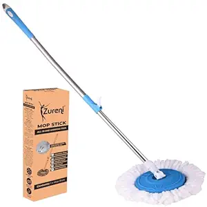 Zureni Bucket Spin Mop Stick Rod with Microfiber Refill Pocha Cleaner 360° Adjustable Easy Grip 42 Inches Long Metal Handle for Wet Floor Household Industrial Cleaning & Mopping (Random Color)