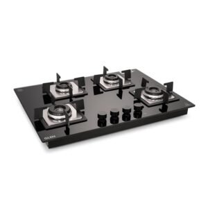 Glen Hob 4 Burner Gas Stove Hob Top | Built-In Hob Auto Ignition | 8 MM Thick Toughened Glass Black | Italian Burner with Double Ring Flame |Gas Stove 4 Burner Warranty 2 Years Standard 1074SQHTIN70