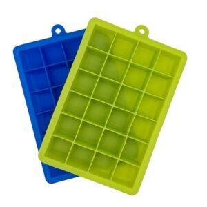 Clazkit Silicone Ice Cube Trays 2 Pcs Square Pop Up Ice Cube Mold Trays with 24 Cavities for Freezer with Easy Release Flexible, Stackable Whiskey Bar Ice Cube Moulds (Multicolor)