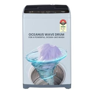 Haier 7 Kg 5 Star Fully Automatic Top Load Washing Machine with Oceanus Wave Drum, Magic Filter, 8 Wash Programs (HWM70-AE, Moonlight Silver, Stainless Steel Drum, 15 Mins Quick Wash)